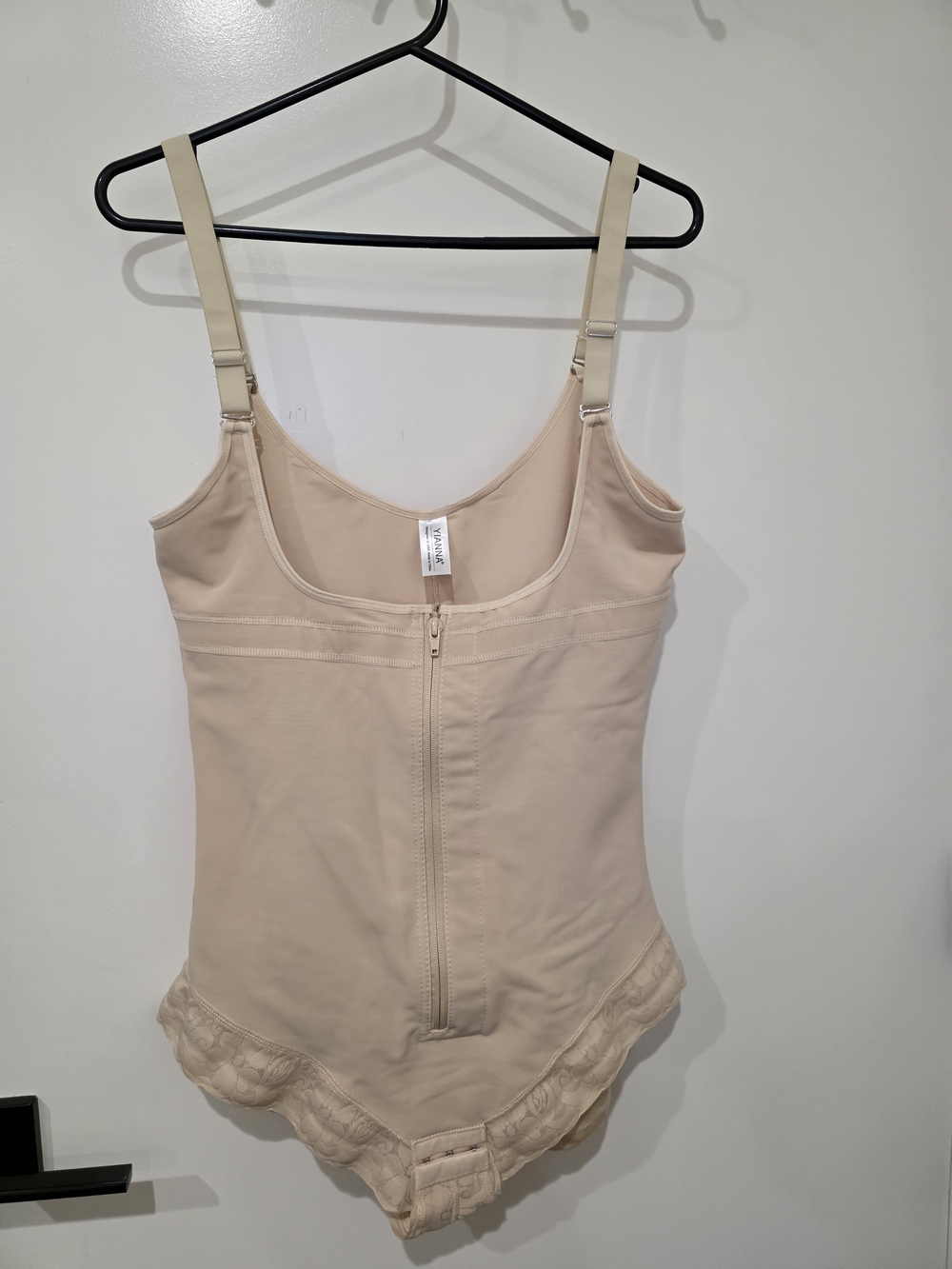 Beige Front-Zip Shaping Bodysuit